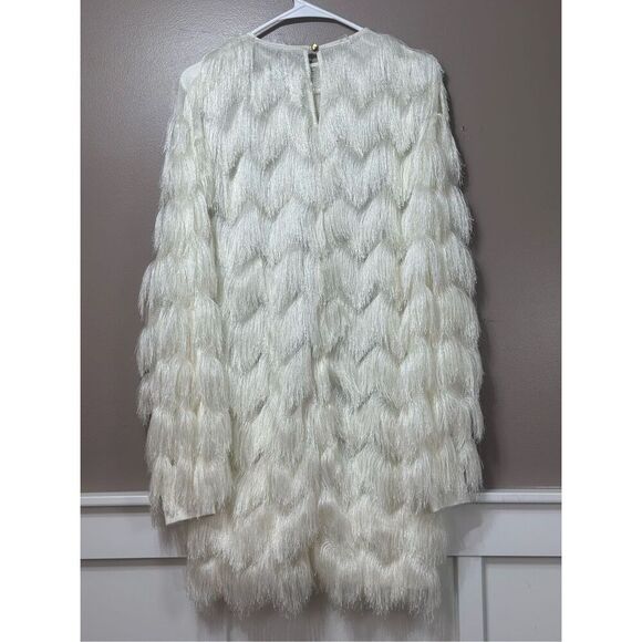NWT Kaviar Gauche Twist Pulli Full Fringe Long Sleeve Mini Dress Women's 8US - Picture 11 of 13